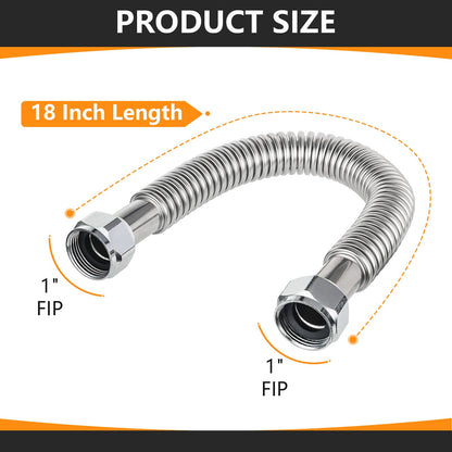 1" FIP x 1" FIP x 18" SS Corrugated Hose - Tradewinds Water Filtration