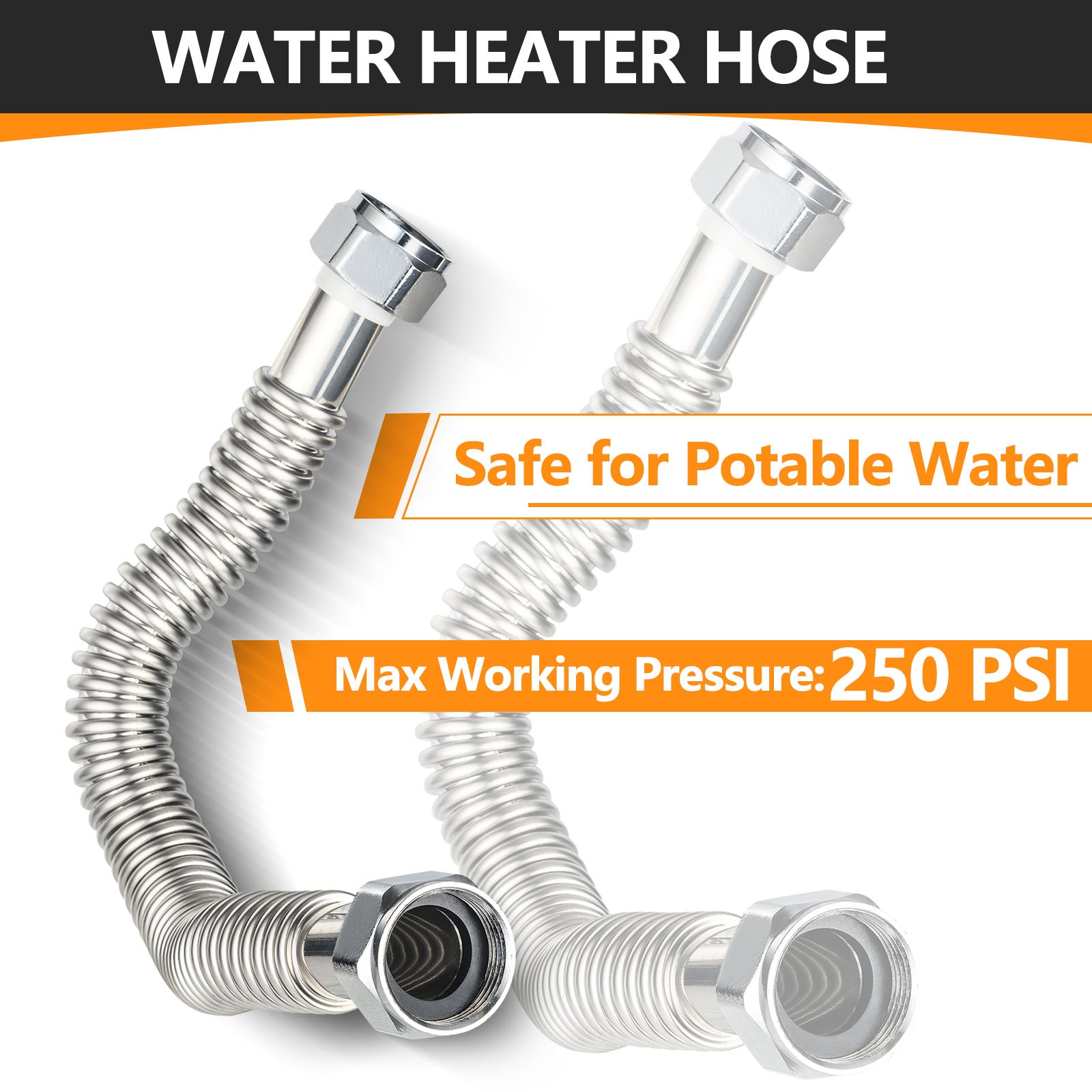 1" FIP x 1" FIP x 18" SS Corrugated Hose - Tradewinds Water Filtration