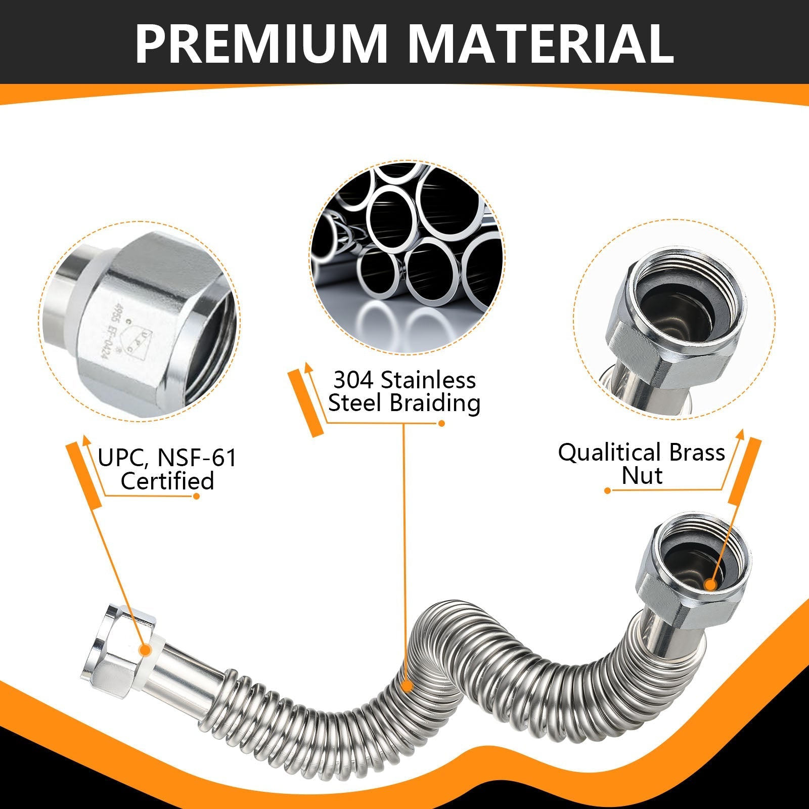 1" FIP x 1" FIP x 18" SS Corrugated Hose - Tradewinds Water Filtration