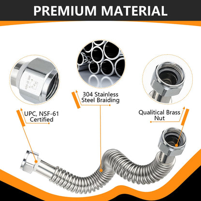 1" FIP x 1" FIP x 18" SS Corrugated Hose - Tradewinds Water Filtration