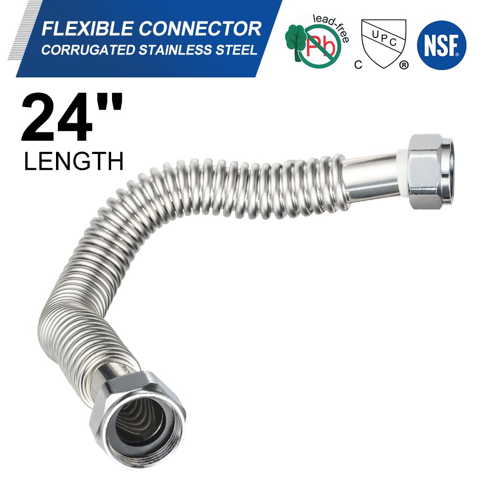 1" FIP x 1" FIP x 24" SS Corrugated Hose - Tradewinds Water Filtration