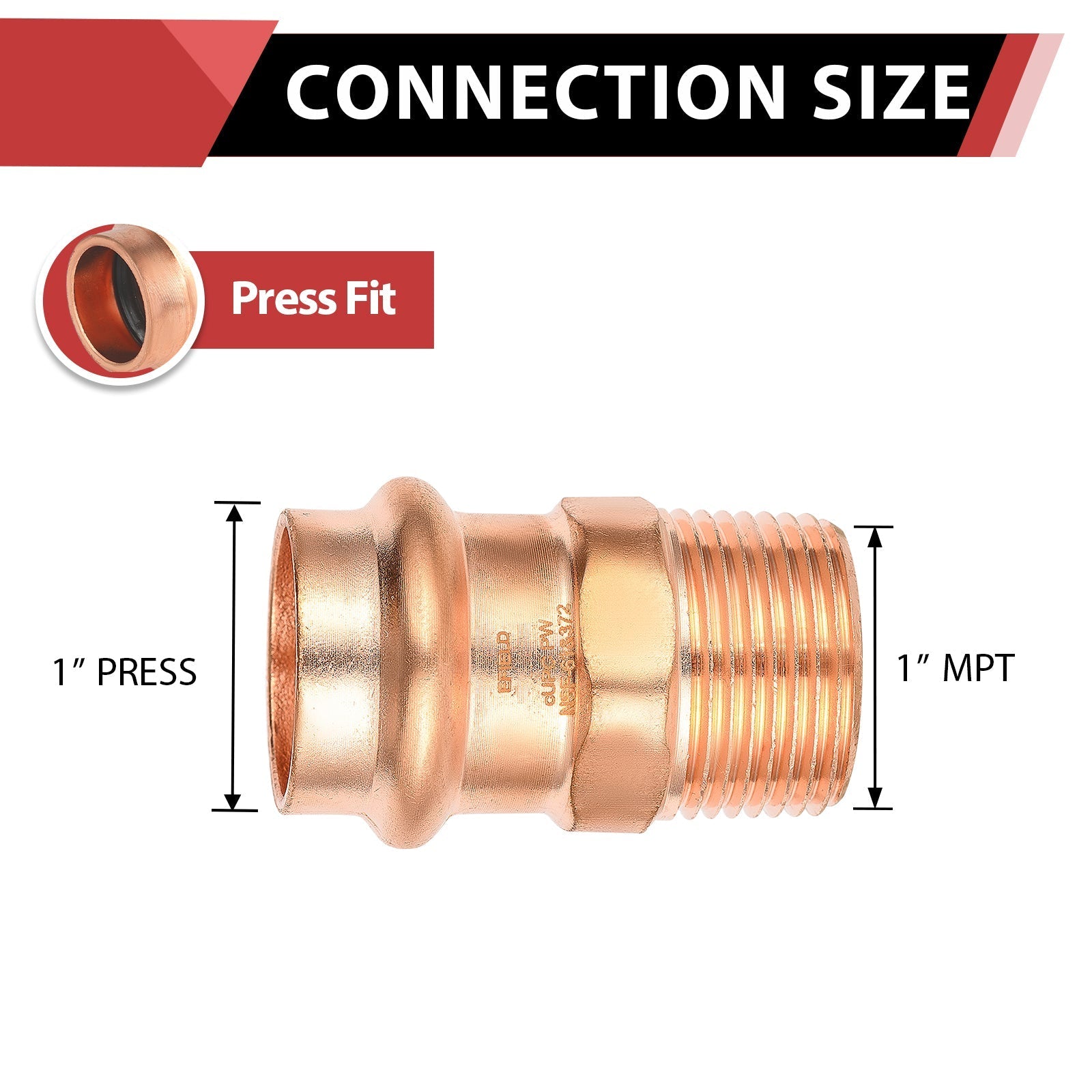 1" Press Copper x 1" Male Threaded Adapter (Lead Free) - Tradewinds Water Filtration