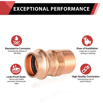1" Press Copper x 1" Male Threaded Adapter (Lead Free) - Tradewinds Water Filtration