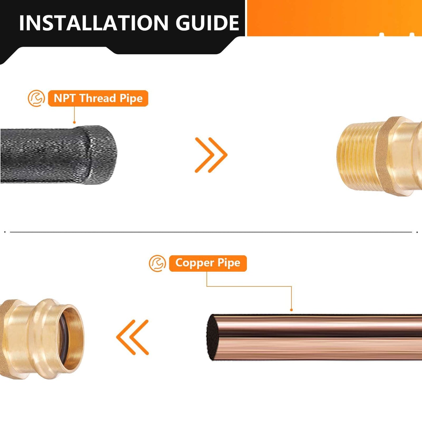 1" Press x 1" Male Brass Adapter (Lead Free) - Tradewinds Water Filtration