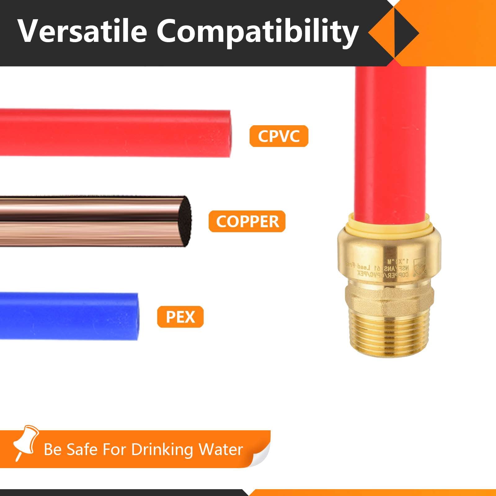 1" x 1" M Push Fit Male Adapter - Tradewinds Water Filtration