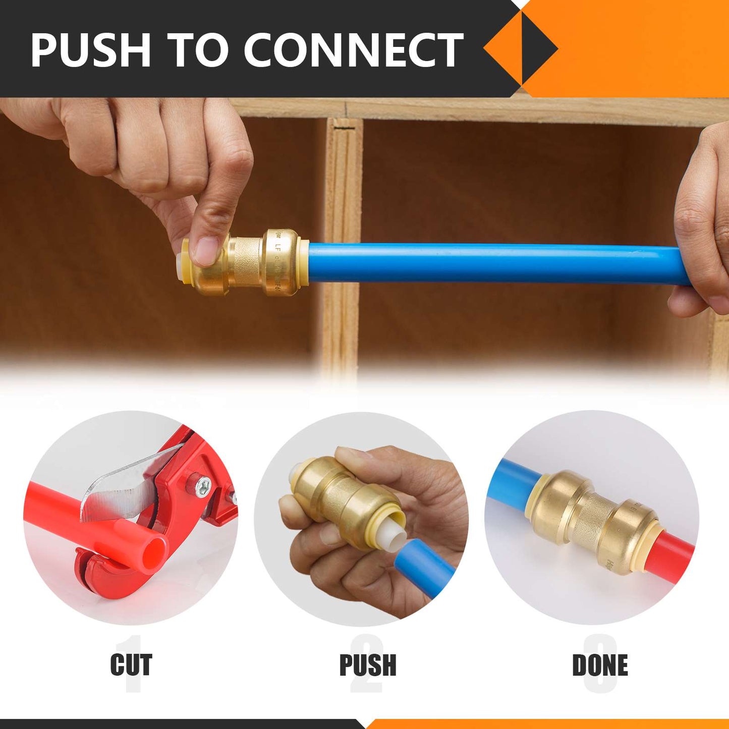 1" x 1" M Push Fit Male Adapter - Tradewinds Water Filtration