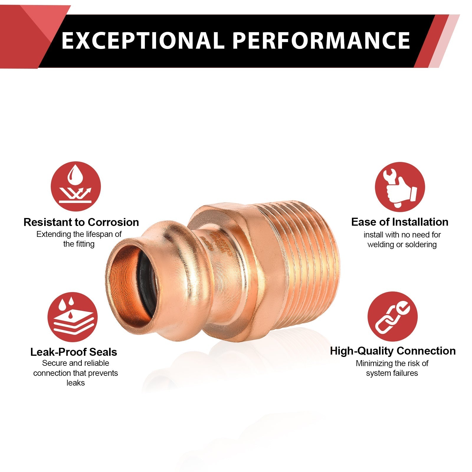 3/4" Press Copper x 1" Male Threaded Adapter (Lead Free) - Tradewinds Water Filtration