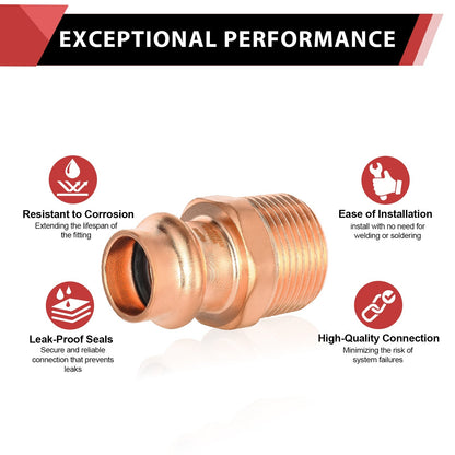 3/4" Press Copper x 1" Male Threaded Adapter (Lead Free) - Tradewinds Water Filtration