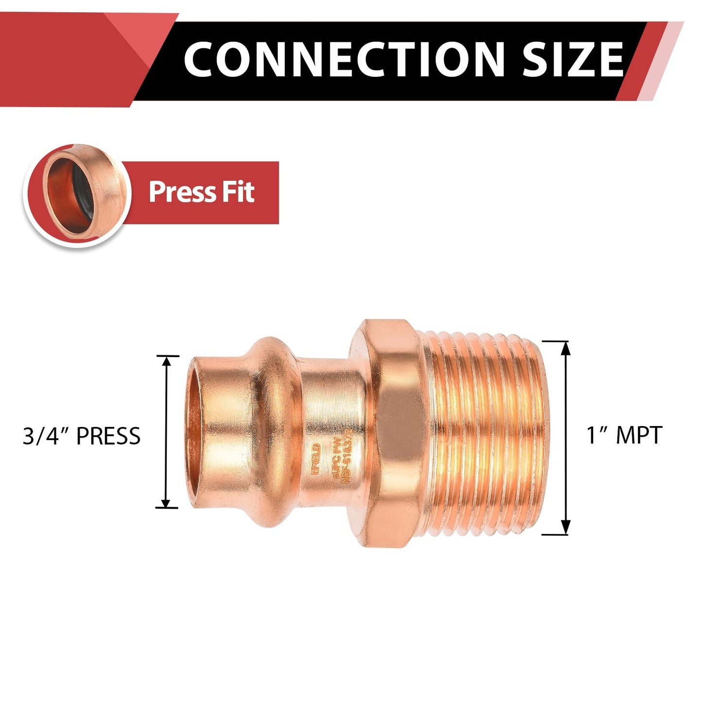 3/4" Press Copper x 1" Male Threaded Adapter (Lead Free) - Tradewinds Water Filtration