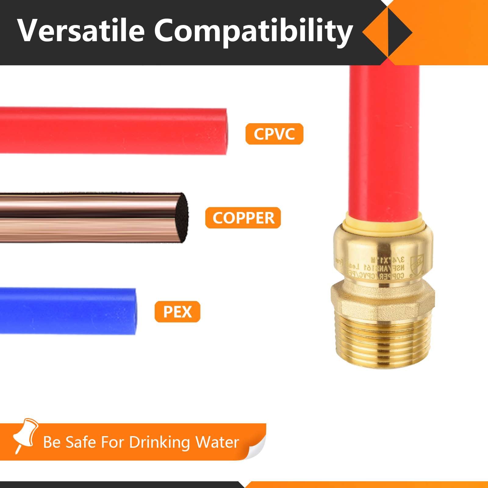 3/4" x 1" M Push Fit Male Adapter - Tradewinds Water Filtration