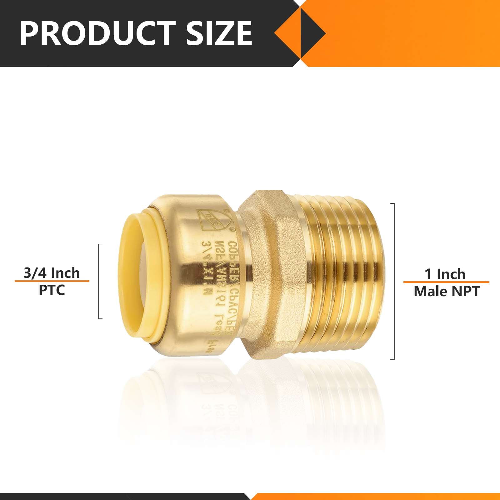 3/4" x 1" M Push Fit Male Adapter - Tradewinds Water Filtration