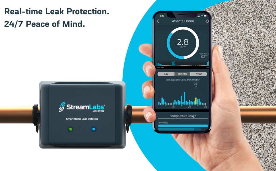 StreamLabs Smart Home Water Monitor & Leak Detector – Whole House, No